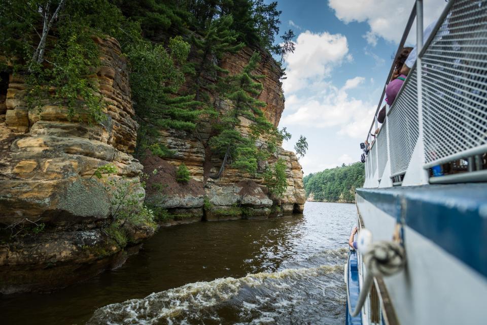 View of  the cliffs on Wisconsin River from Wisconsin Dells Boat Tour.