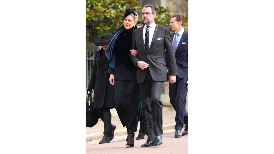Princess Tatiana of Greece and Denmark and Prince Nikolaos of Greece and Denmark attend the Thanksgiving Service for King Constantine of the Hellenes at St George's Chapel on February 27, 2024 
