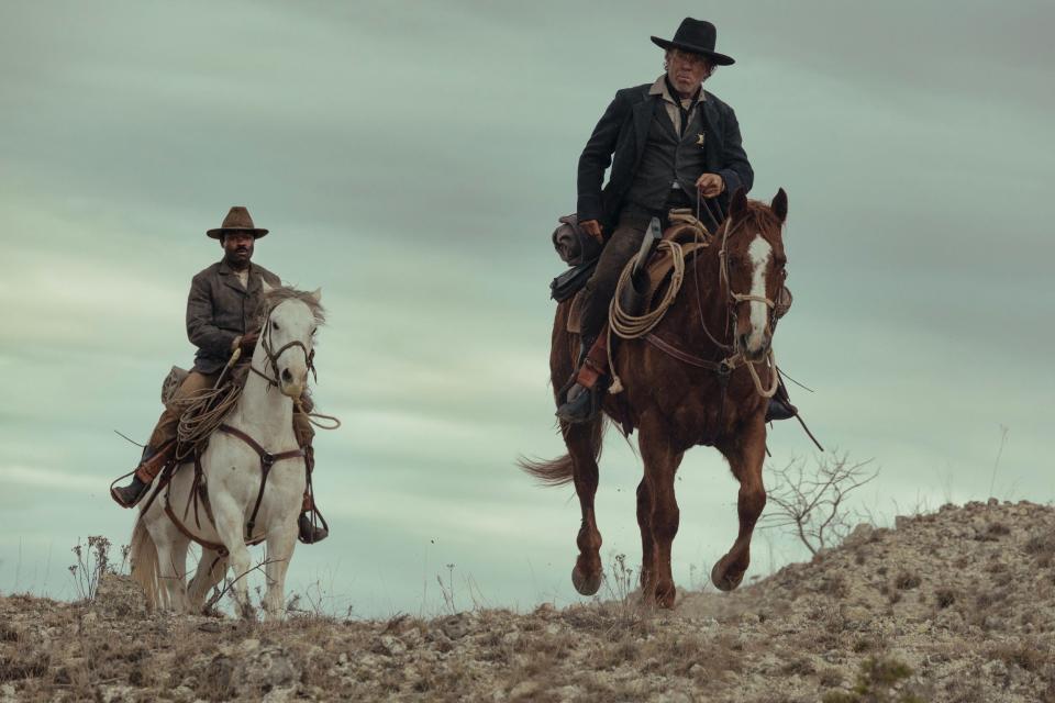 David Oyelewo, left, and Dennis Quaid star in the series "Lawmen: Bass Reeves" is due to start streaming on Paramount+ in fall 2023.