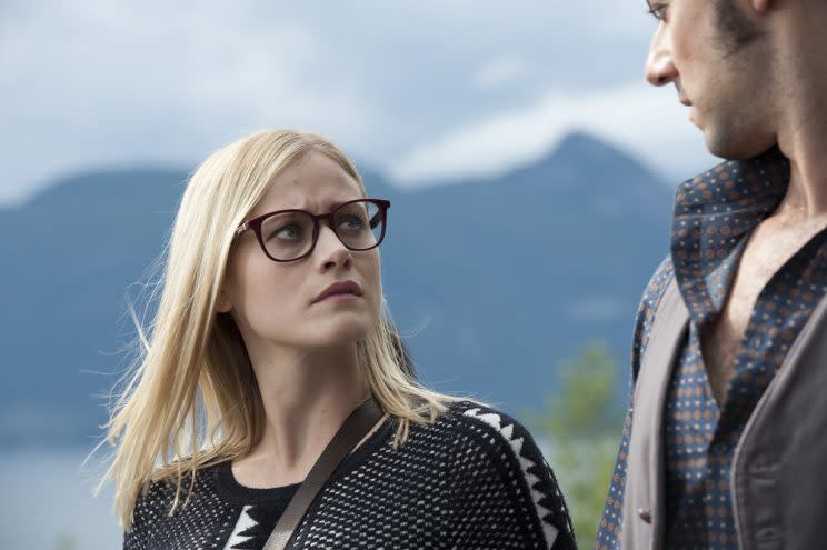 Olivia Taylor Dudley as Alice, with Appleman (Credit: Carole Segal/Syfy)