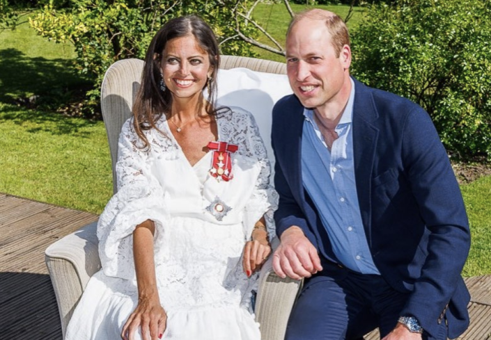 Dame Deborah with Prince William as he presented her with a damehood. (Instagram/Deborah James)
