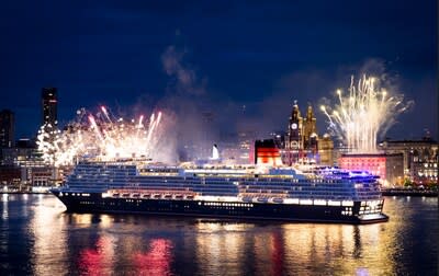 Queen Anne during the official naming ceremony in Liverpool