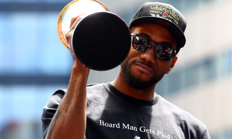 Kawhi Leonard during the parade in Toronto.