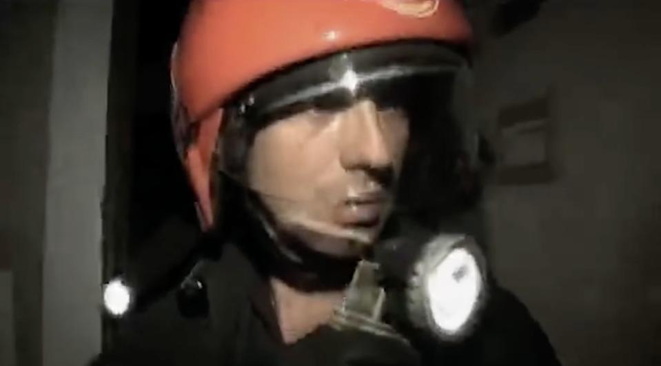 Man wearing a helmet