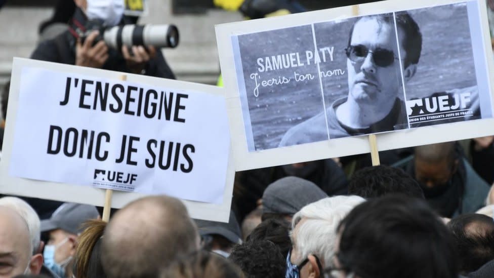 Manifestaciones en Francia tras la decapitación de Samuel Paty