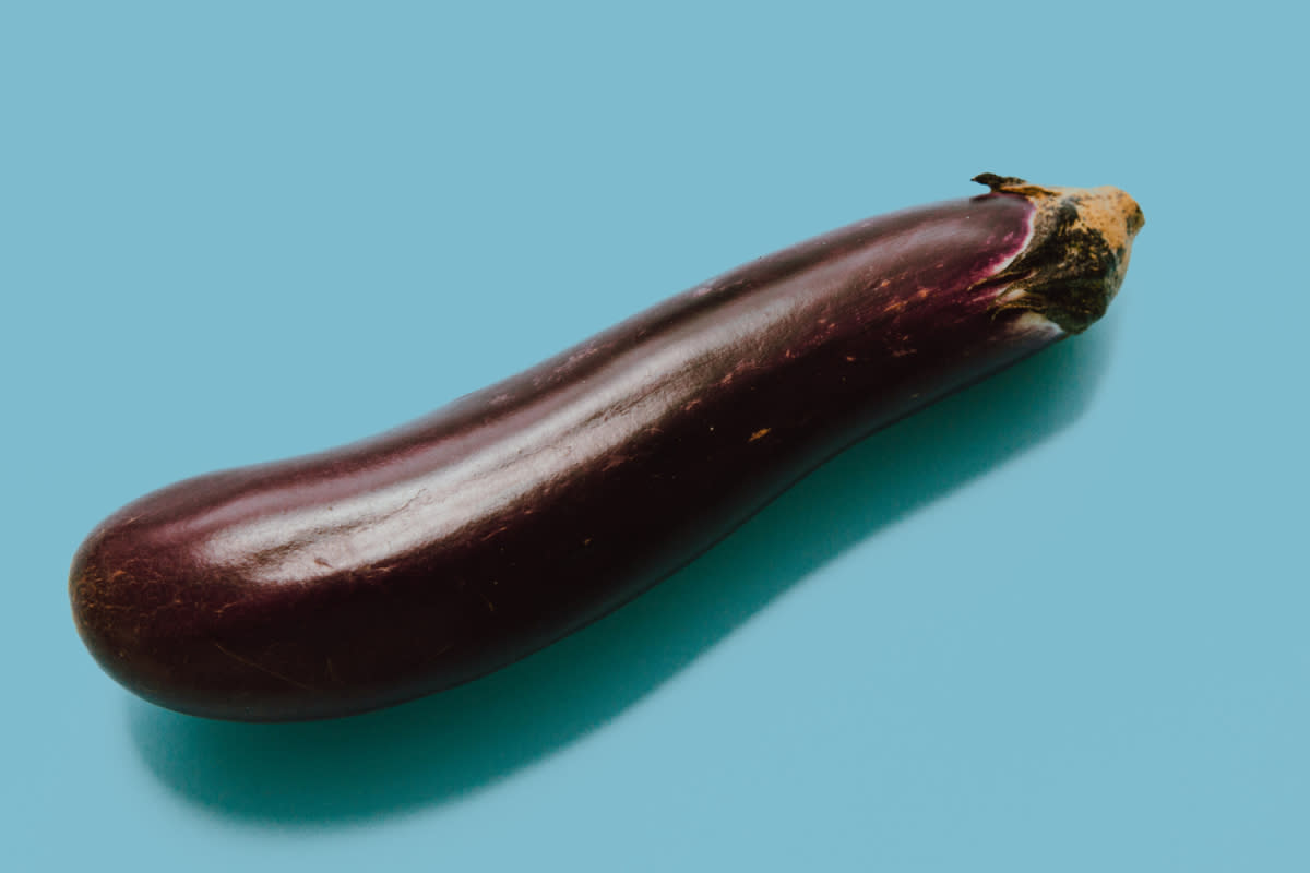 Eggplant on blue background