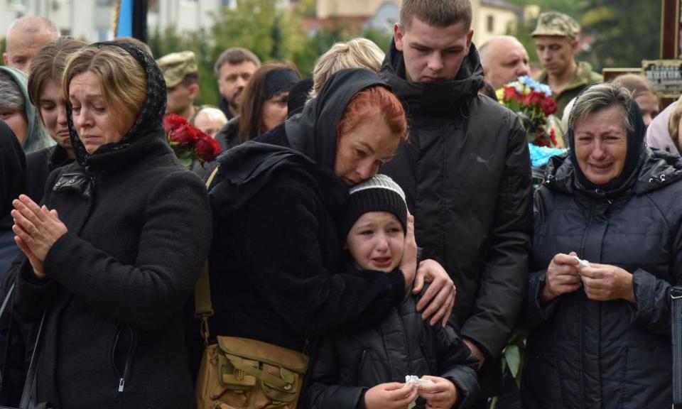 Funeral of Ukrainian servicemen Artem Tolochko, Mykola Panchenko and Yurii Popov in Lviv
