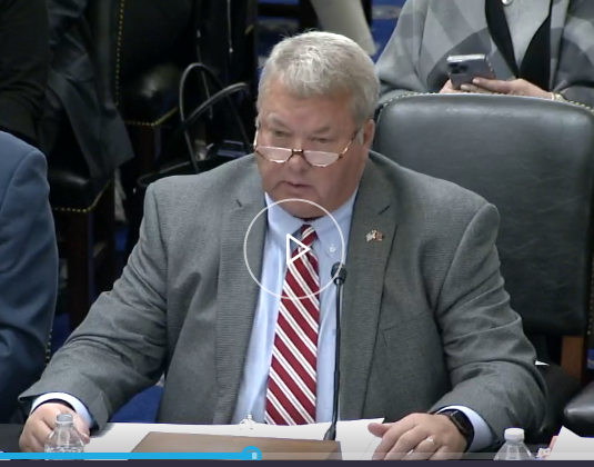 Alan Farley, administrator of elections for Rutherford County, testifies Nov. 1 on video recording of the U.S. Senate Rules & Administration Committee hearing about election security and safety in Washington, D.C.