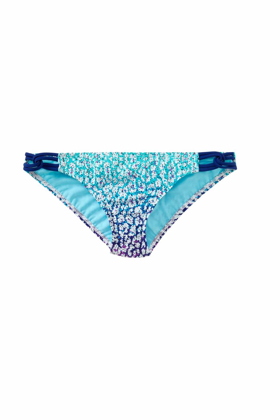 This product image released by Athleta shows a bikini bottom. Swim separates, including bikini and tankini tops, and brief, bikini and short-style bottoms, were introduced into wide distribution several years ago. They were intended to solve a practical problem when consumers needed a bigger top or bigger bottom, but women have since started using them to make a style statement. (AP Photo/Athleta)