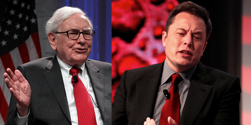 Warren Buffett (links) und Elon Musk (rechts). - Copyright: Alex Wong/Getty, REUTERS/Rebecca Cook