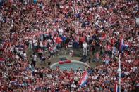 Soccer Football - World Cup - The Croatia team return from the World Cup in Russia - Zagreb, Croatia - July 16, 2018 Croatia fans REUTERS/Marko Djurica