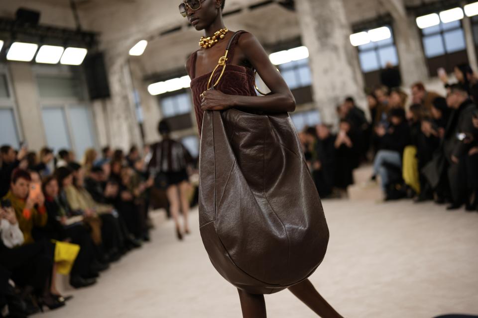 A model wears a creation as part of the Chloe Fall/Winter 2024-2025 ready-to-wear collection presented Thursday, Feb. 29, 2024 in Paris. (Photo by Scott A Garfitt/Invision/AP)