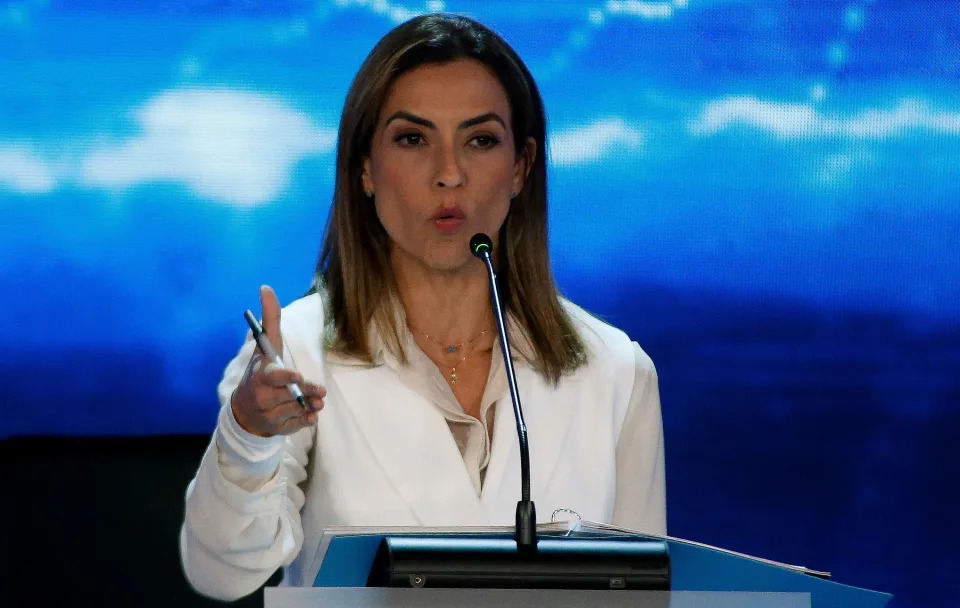 Soraya Thronicke (União Brasil) em debate entre candidatos à Presidência, em 28 de agosto de 2022 (Foto: AFP via Getty Images / Miguel Schincariol)