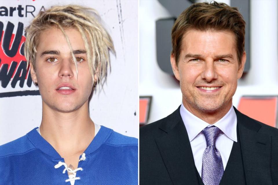 Justin Bieber; Tom Cruise | Matt Baron/Shutterstock; Anthony Harvey/Shutterstock