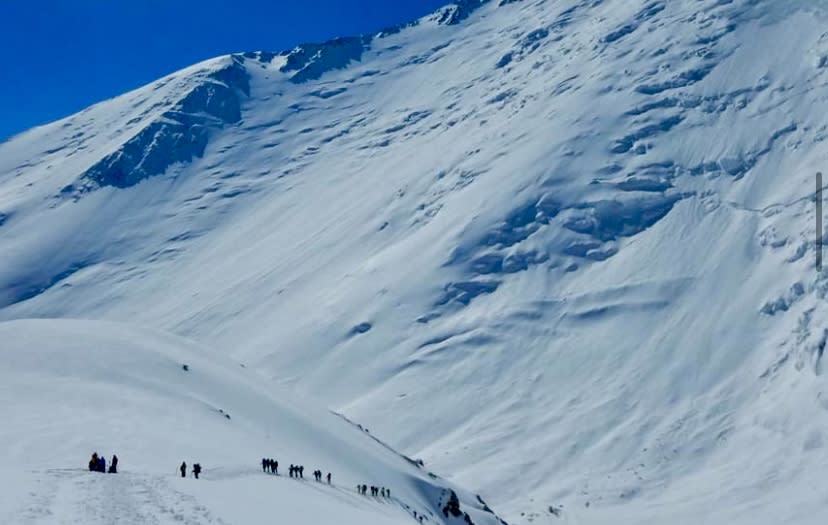 Climbers on Lenin Peak. 