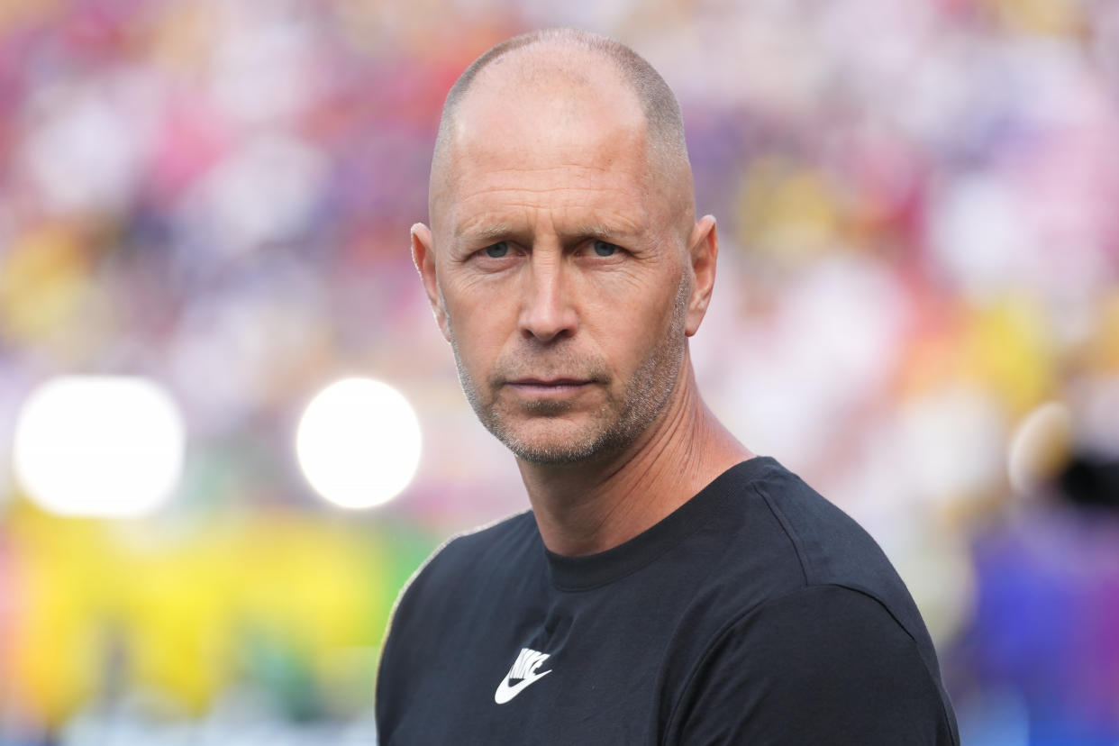 LANDOVER, MARYLAND - JUNE 08: United States head coach Gregg Berhalter along the sidelines prior to playing Colombia at Commanders Field on June 08, 2024 in Landover, Maryland. (Photo by Brad Smith/ISI Photos/USSF/Getty Images)