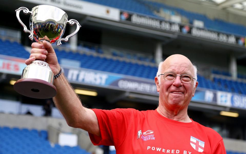 Tommy Charlton in his England Over-60s Walking Football kit