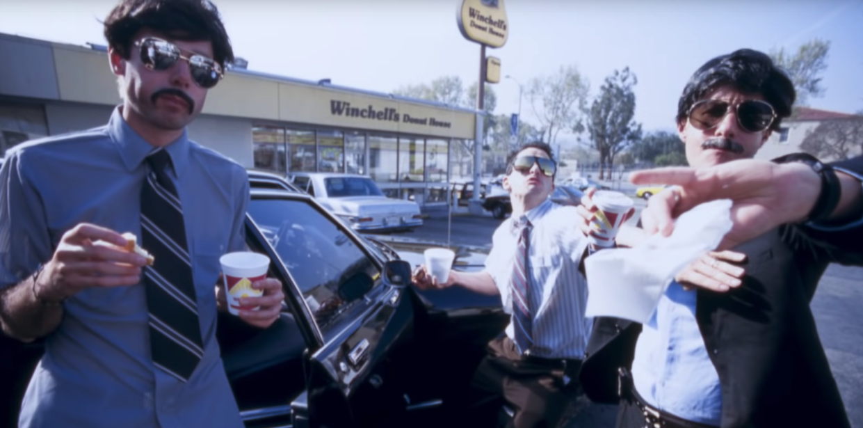 A still from Spike Jonze's music video for Beastie Boys' Sabotage. (Apple TV+)
