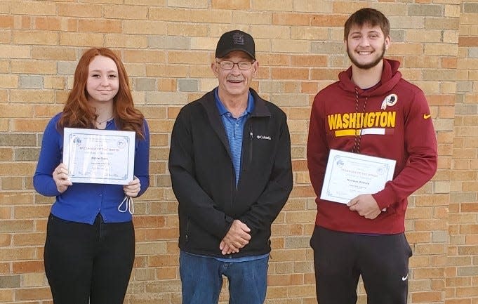 Pictured from the left are: Hallie Clark, Mr. Garry Hensley, Past Exalter Ruler with Canton Elks Lodge #626 and Nick Oldfield.
The winners are now eligible for the Elks Teen of the Year.