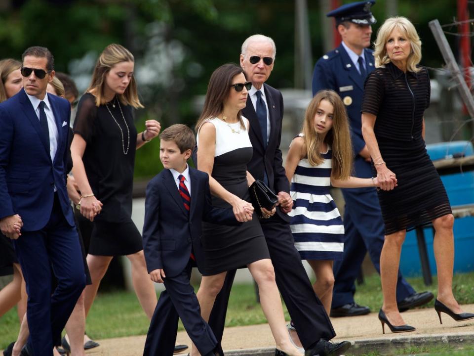 Joe Biden y su familia en el funeral de Beau Biden (Getty)