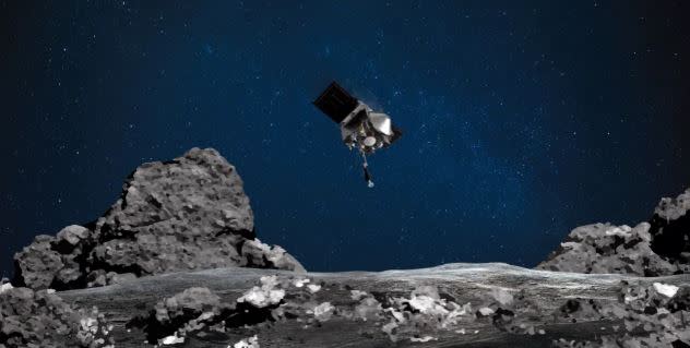 NASA降落小行星Bennu。（圖／翻攝自NASA網站直播）