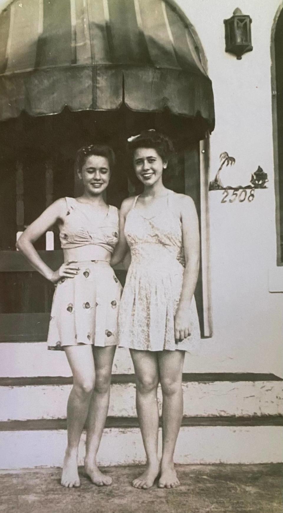 Eleanor Nann Moore, mother of musician and Sonic Youth co-founder Thurston Moore, poses with her twin sister Louise at their home in Coral Gables in an undated photograph.