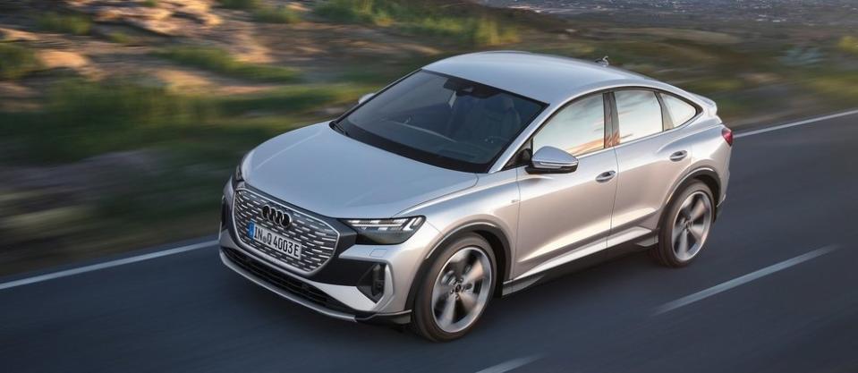 L'Audi Q4 e-tron, ici dans sa version Sportback, est restée fidèle au concept de 2019 et affiche un Cx de 0,26.
