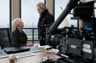 Judi Dench and Sam Mendes on the set of Columbia Pictures' "Skyfall" - 2012