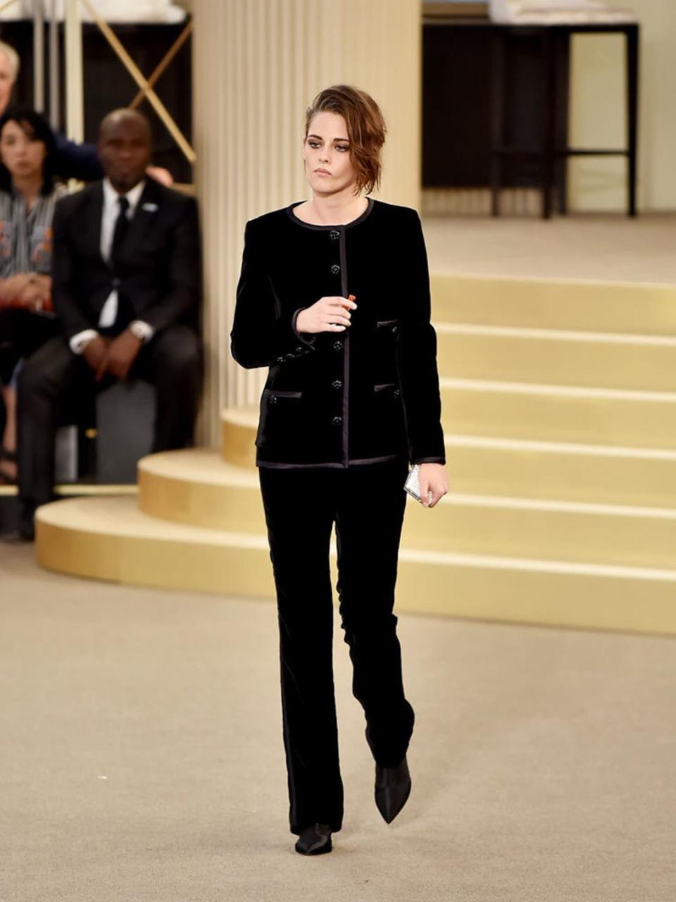 <p>Kristen Stewart during the Chanel Haute Couture show in Paris, August 2015.</p>