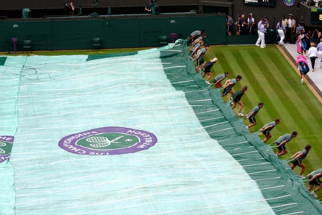 Rain covers on court