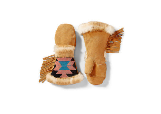 Who doesn’t love suede fringe? These long-cuff mittens with Native-inspired beadwork are chic and unique!  