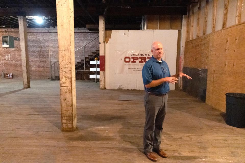 Clarke Farmer talks about the future home of the Oklahoma Opry in Oklahoma City, Tuesday, Aug. 29, 2023.