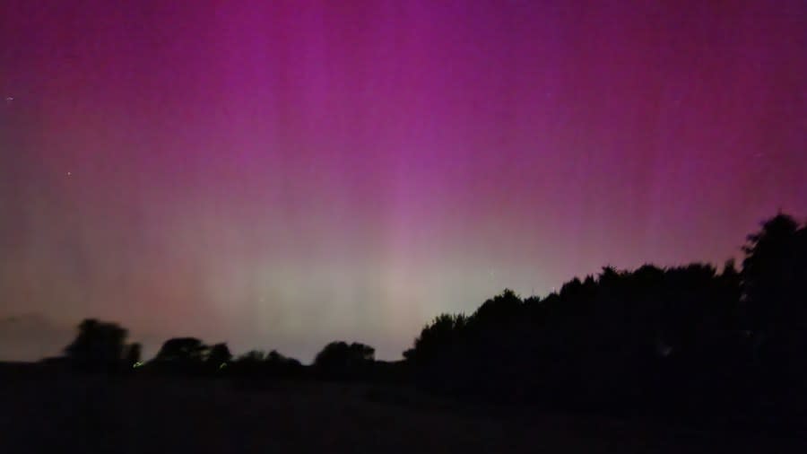 View of the northern lights from Greenfield (Photo courtesy/Brenda Miller-Riley).