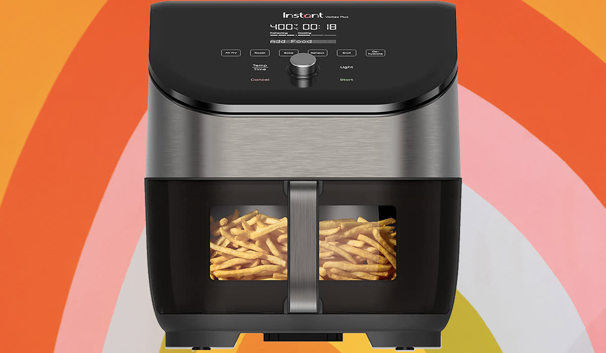 An air fryer with a display window