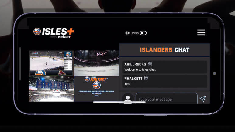  The ISLES+ platform that engages in-arena fans at New York Islanders games. . 