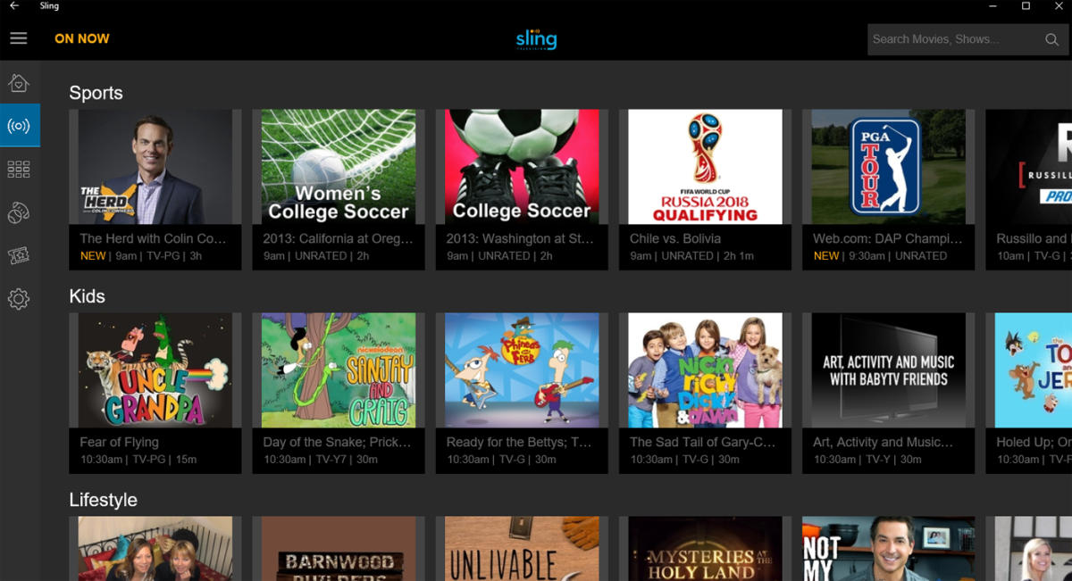 sling tv windows 10 app download