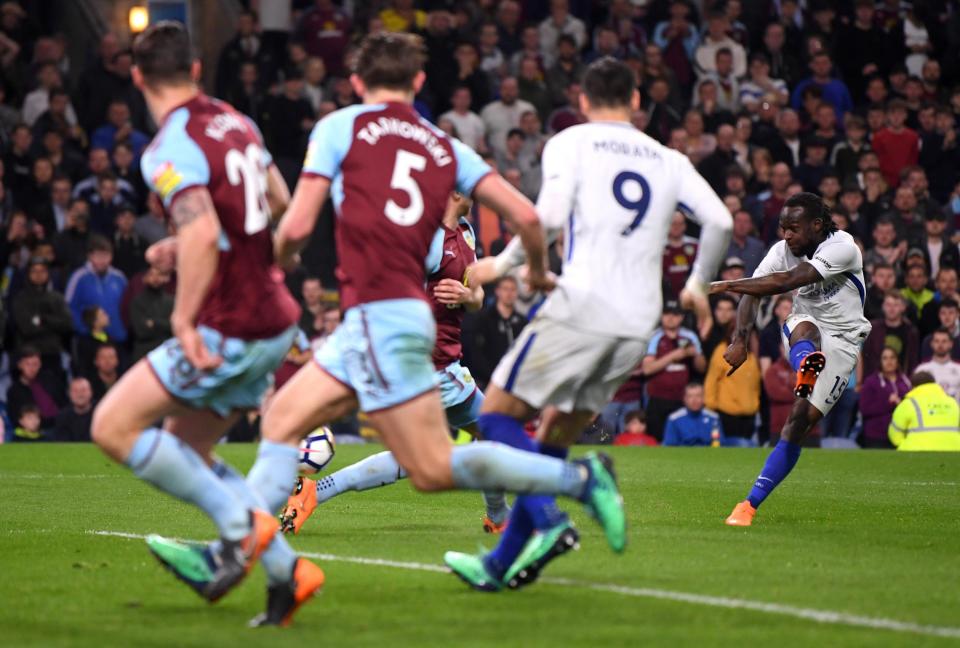 Victor Moses crashes home the winning strike: Getty Images