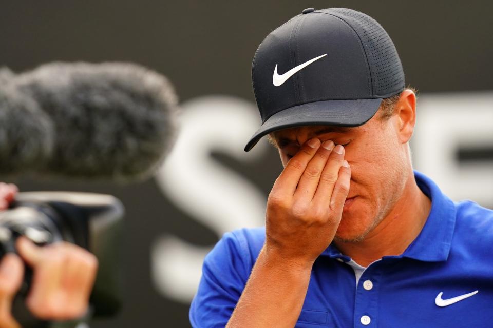 NAPA, CALIFORNIA - SEPTEMBER 29: Cameron Champ reacts to winning the final round of the Safeway Open at the Silverado Resort on September 29, 2019 in Napa, California. (Photo by Daniel Shirey/Getty Images)