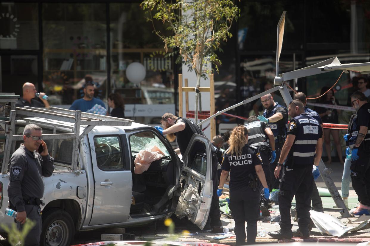 Eight people were injured after a car rammed into pedestrians, the driver then stabbed several people before being neutralised (Getty Images)