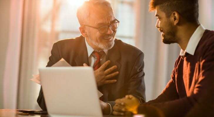 A financial advisor works with a client