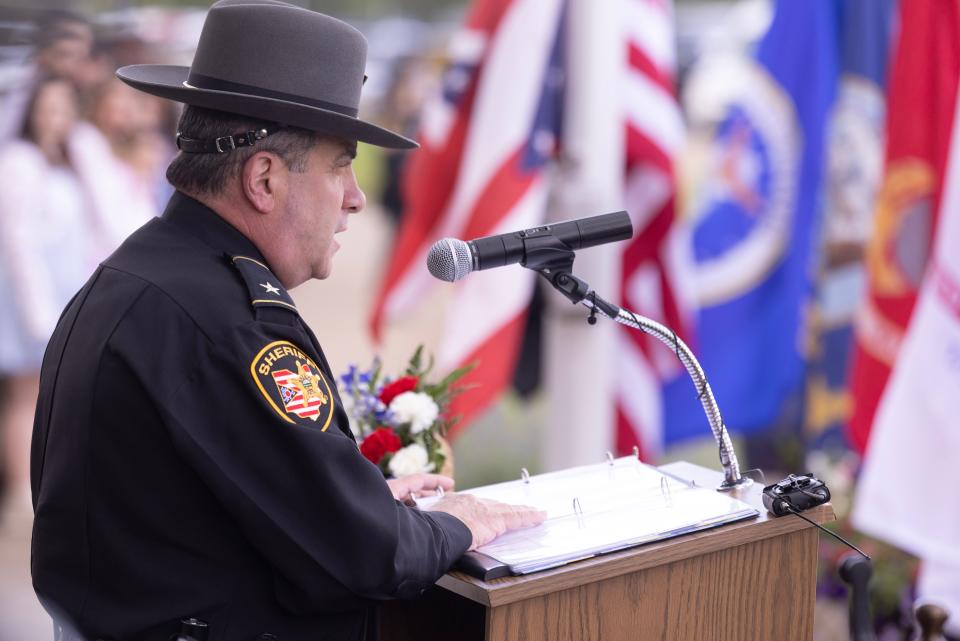 Stark County Sheriff George T. Maier delivers special comments at the annual Stark County Sheriff's Office Peace Officer Memorial Ceremony held Friday at the Stark County Safety Building in Canton.