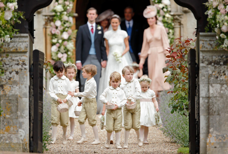 Prince George reporting for pageboy duty at his aunt Pippa Middleton's wedding in 2017. (Photo: Max Mumby/Indigo via Getty Images)