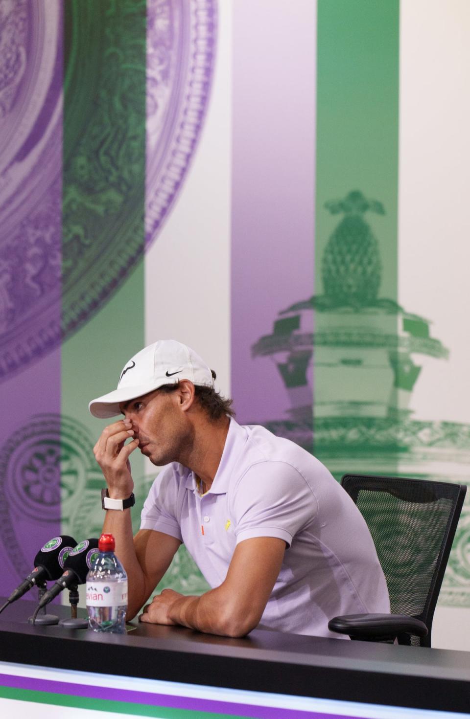 Rafael Nadal announced he had withdrawn from Wimbledon during a press conference on Thursday night (Joe Toth/PA) (PA Wire)