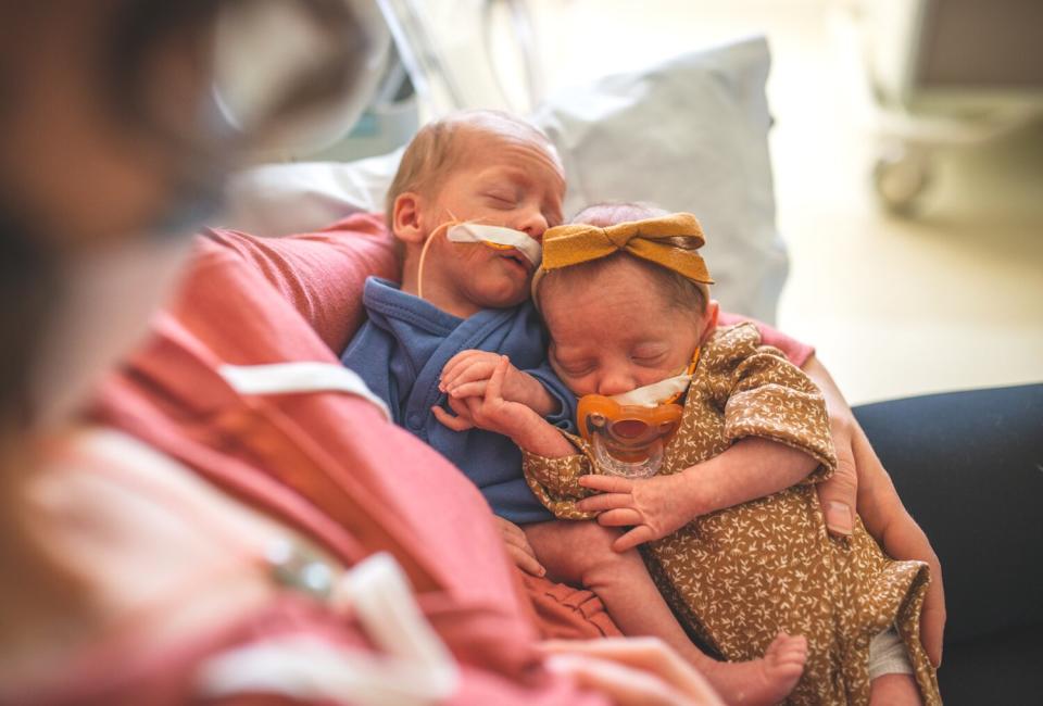 Enjoying time with Eames and Ellison during their NICU Stay