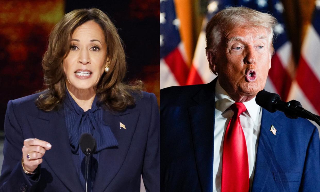 <span>Kamala Harris and Donald Trump.</span><span>Composite: AP, UPI/Rex/Shutterstock</span>