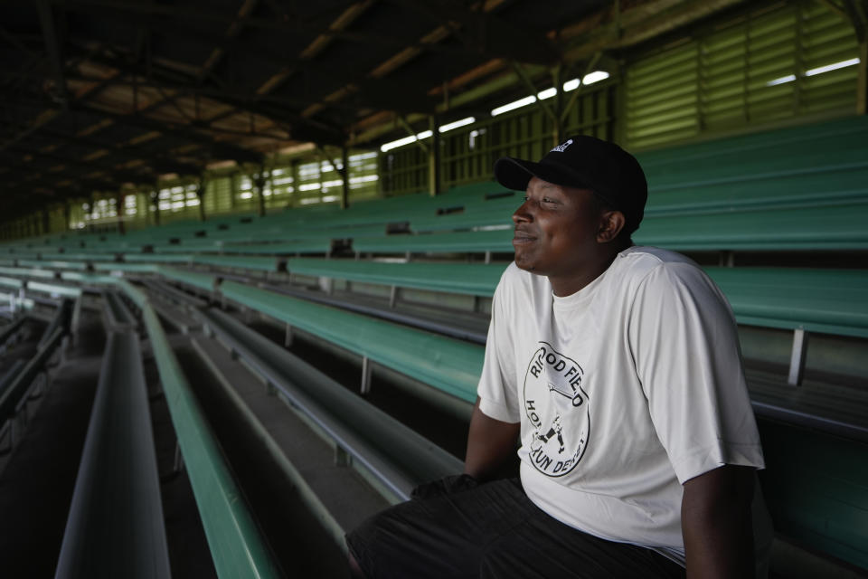 Jabreil Weir, head grounds keeper, poses for a photograph at Rickwood Field, Monday, June 10, 2024, in Birmingham, Ala. Rickwood Field, known as one of the oldest professional ballpark in the United States and former home of the Birmingham Black Barons of the Negro Leagues, will be the site of a special regular season game between the St. Louis Cardinals and San Francisco Giants on June 20, 2024. (AP Photo/Brynn Anderson)