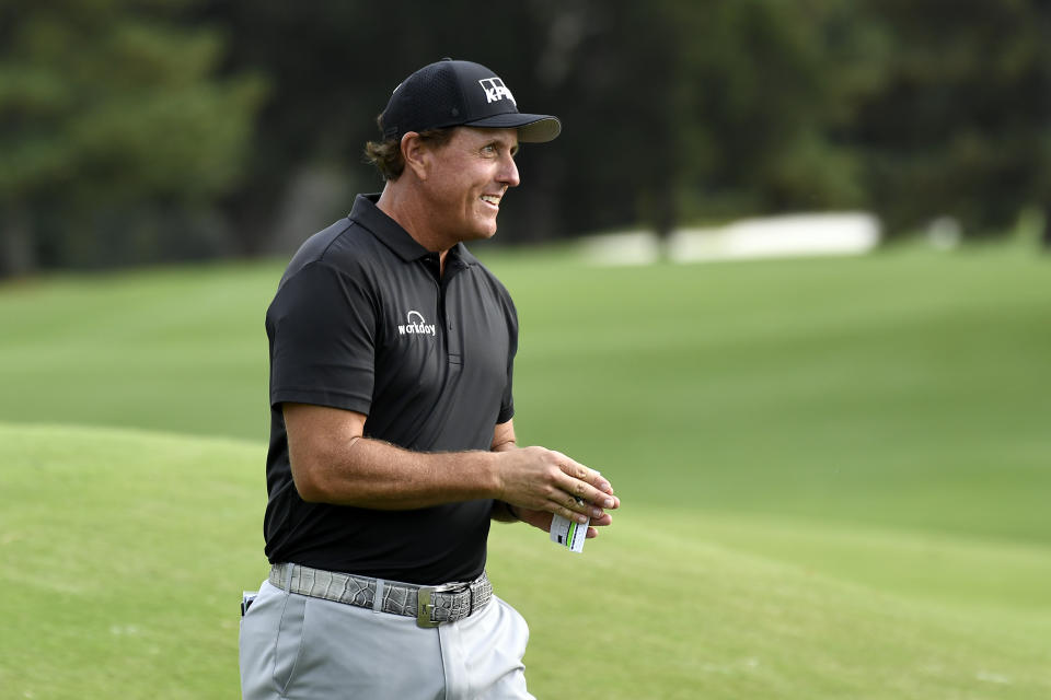 RICHMOND, VA - OCTOBER 18: Phil Mickelson is all smiles after winning the PGA TOUR Champions Dominion Energy Charity Classic at The Country Club of Virginia on October 18, 2020 in Richmond, Virginia. (Photo by Tracy Wilcox/PGA TOUR via Getty Images)