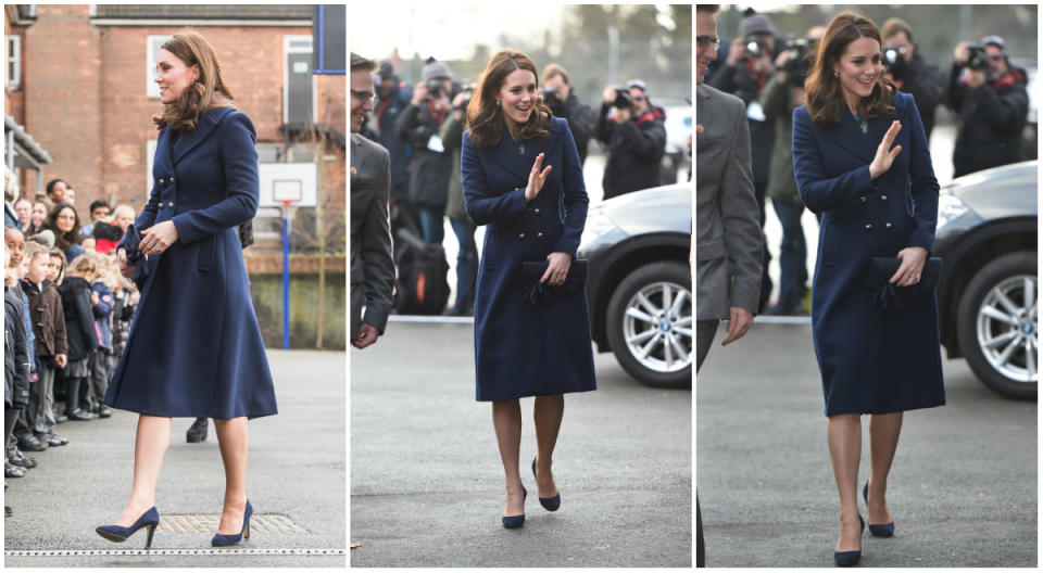 Kate Middleton shows off baby bump in $110 recycled maternity dress