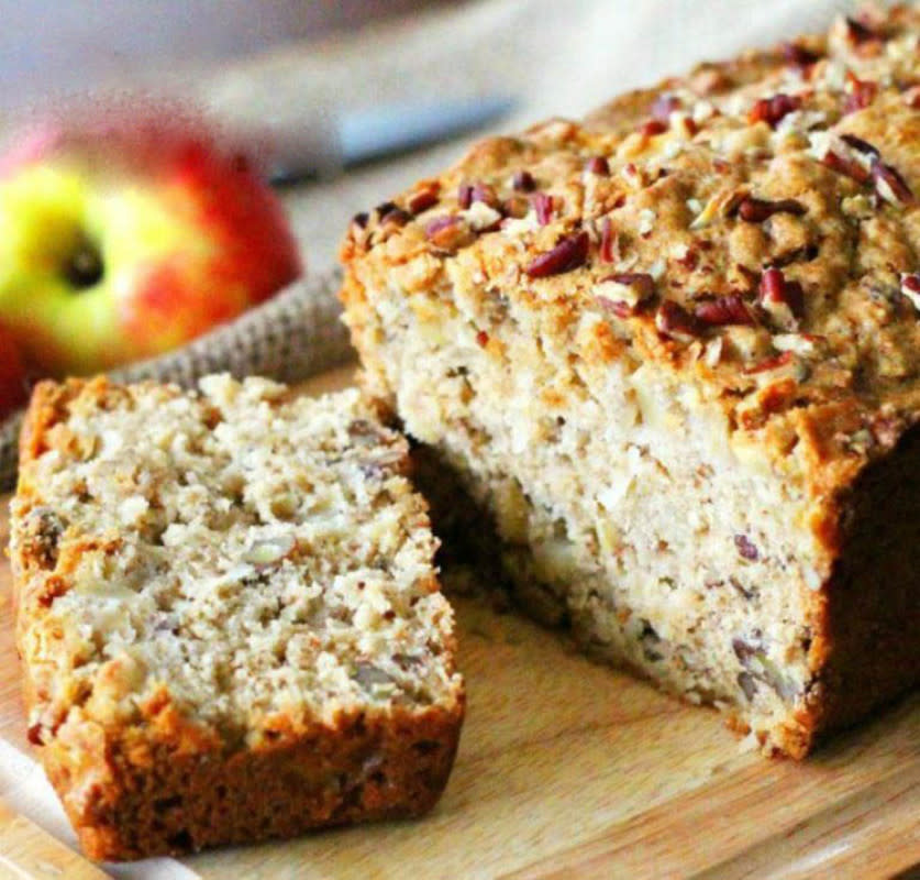 <p><strong>Harvest Apple Bread</strong><br> Get the recipe <a href="https://www.melissassouthernstylekitchen.com/harvest-apple-bread/" rel="nofollow noopener" target="_blank" data-ylk="slk:here;elm:context_link;itc:0;sec:content-canvas" class="link rapid-noclick-resp"><em><strong>here</strong></em></a></p>