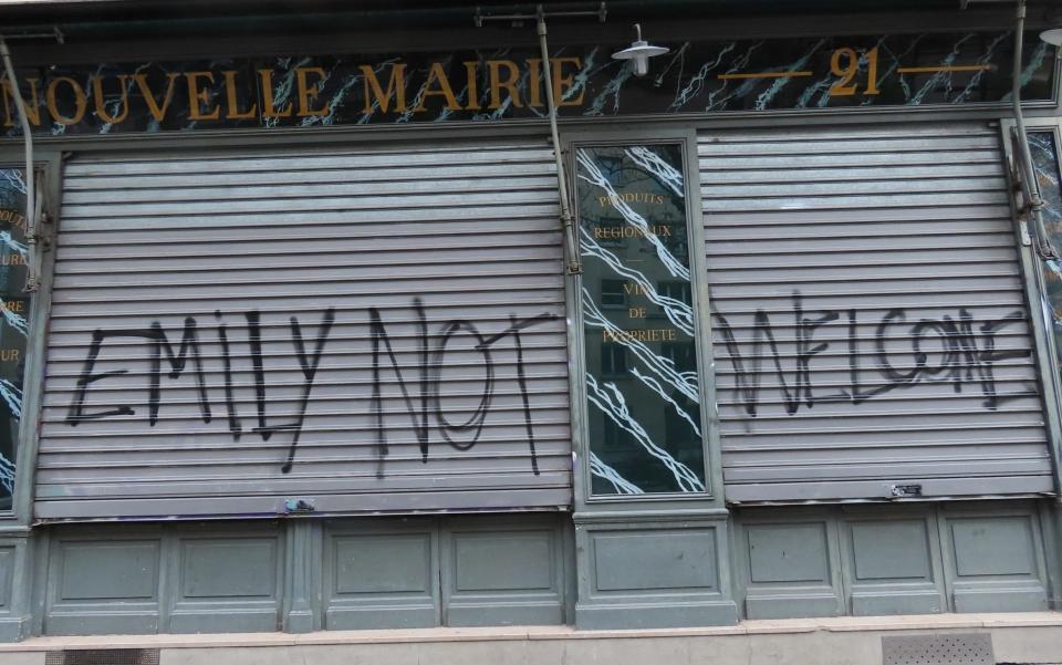 Graffiti against the series "Emily In Paris"